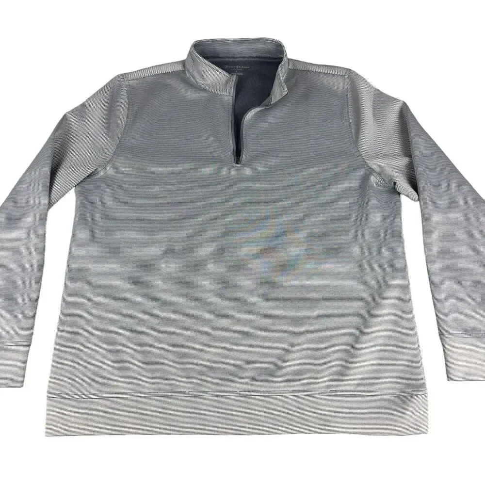 Hickey Freeman Pullover Men's Large Gray Long Sleeve 1/4 Zip Jacket Striped Golf